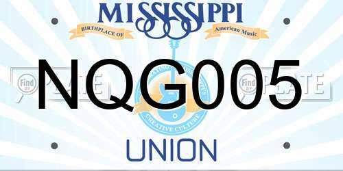 NQG005 Mississippi License Plate