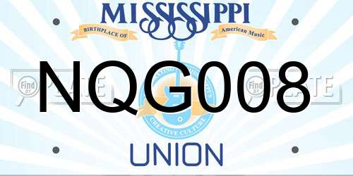 NQG008 Mississippi License Plate
