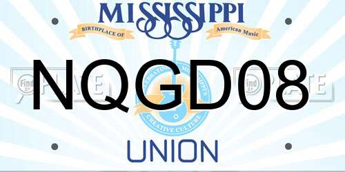 NQGD08 Mississippi License Plate