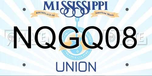 NQGQ08 Mississippi License Plate