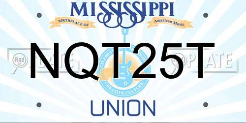 NQT25T Mississippi License Plate