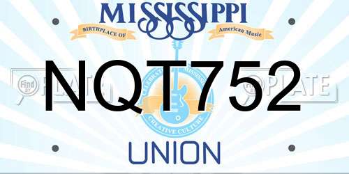 NQT752 Mississippi License Plate