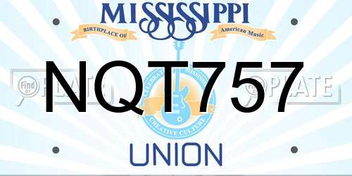 NQT757 Mississippi License Plate
