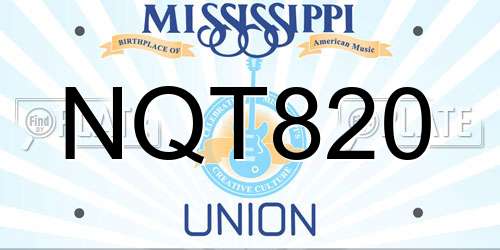 NQT820 Mississippi License Plate