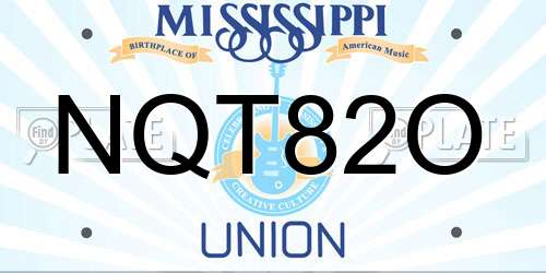 NQT82O Mississippi License Plate