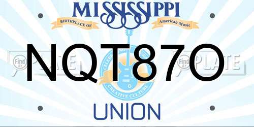 NQT87O Mississippi License Plate