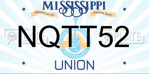 NQTT52 Mississippi License Plate