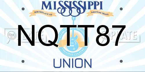 NQTT87 Mississippi License Plate