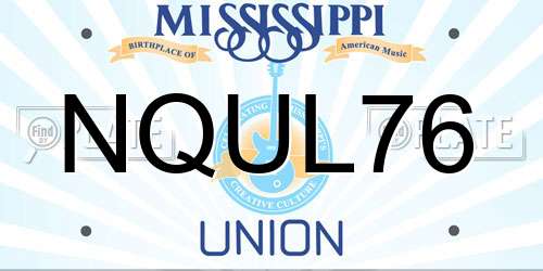 NQUL76 Mississippi License Plate