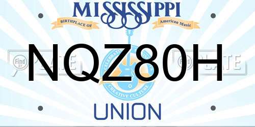 NQZ80H Mississippi License Plate