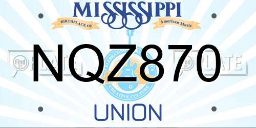 NQZ870 Mississippi License Plate