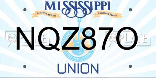 NQZ87O Mississippi License Plate