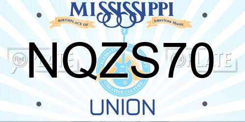 NQZS70 Mississippi License Plate