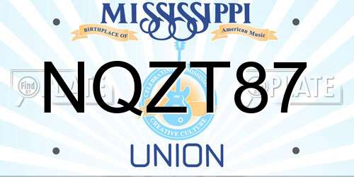 NQZT87 Mississippi License Plate
