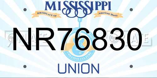 NR76830 Mississippi License Plate