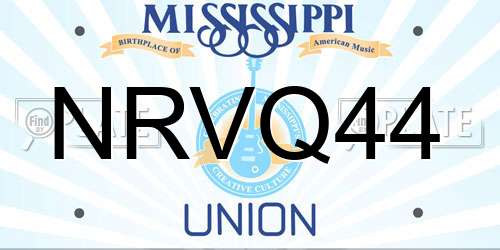 NRVQ44 Mississippi License Plate