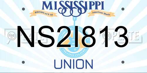 NS2I813 Mississippi License Plate