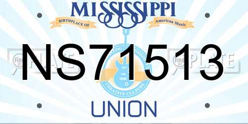 NS71513 Mississippi License Plate