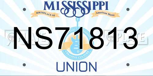 NS71813 Mississippi License Plate