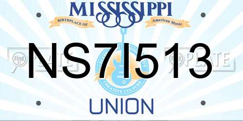 NS7I513 Mississippi License Plate