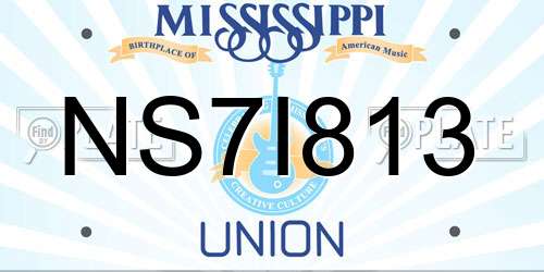 NS7I813 Mississippi License Plate