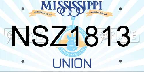 NSZ1813 Mississippi License Plate