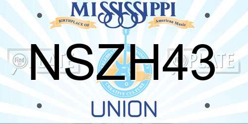 NSZH43 Mississippi License Plate