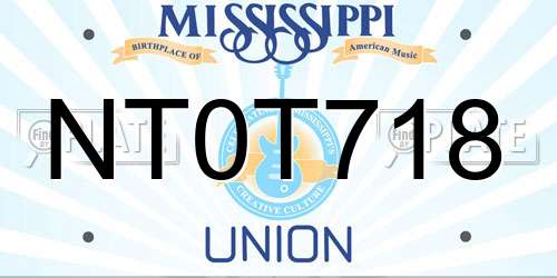 NT0T718 Mississippi License Plate