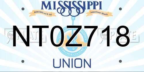 NT0Z718 Mississippi License Plate