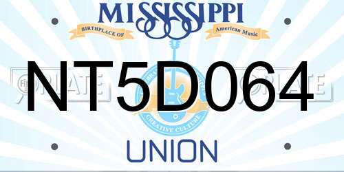 NT5D064 Mississippi License Plate