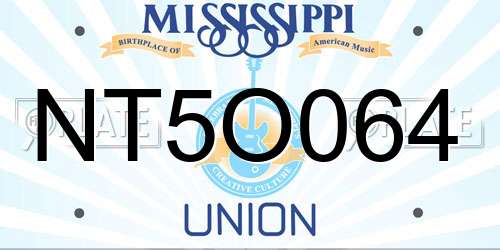NT5O064 Mississippi License Plate