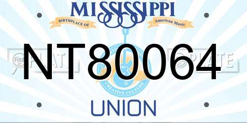 NT80064 Mississippi License Plate