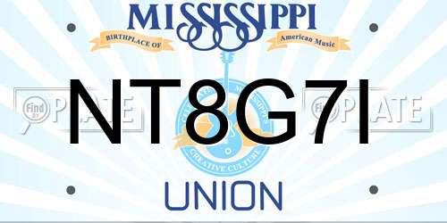 NT8G7I Mississippi License Plate