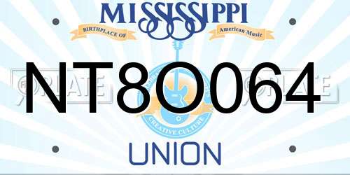 NT8O064 Mississippi License Plate