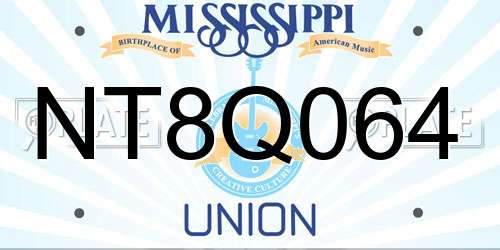 NT8Q064 Mississippi License Plate