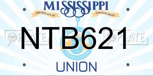 NTB621 Mississippi License Plate