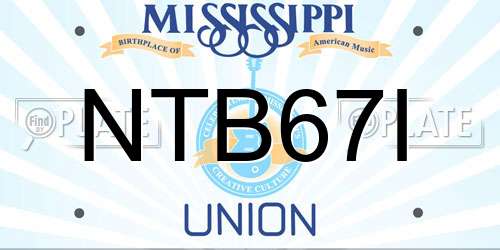 NTB67I Mississippi License Plate