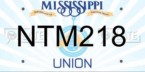 NTM218 Mississippi License Plate