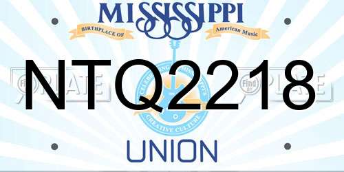 NTQ2218 Mississippi License Plate