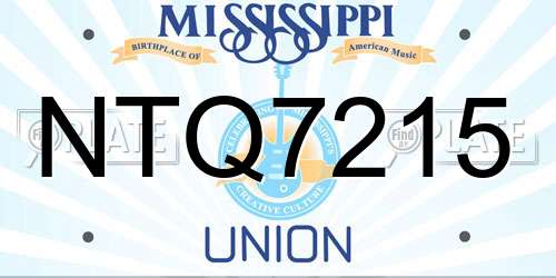 NTQ7215 Mississippi License Plate