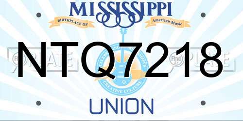 NTQ7218 Mississippi License Plate