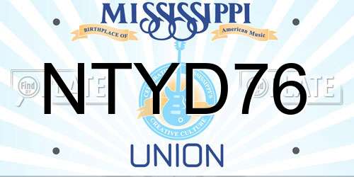 NTYD76 Mississippi License Plate