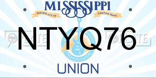 NTYQ76 Mississippi License Plate