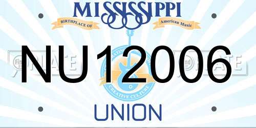 NU12006 Mississippi License Plate