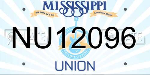NU12096 Mississippi License Plate