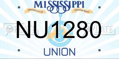 NU1280 Mississippi License Plate