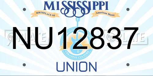 NU12837 Mississippi License Plate