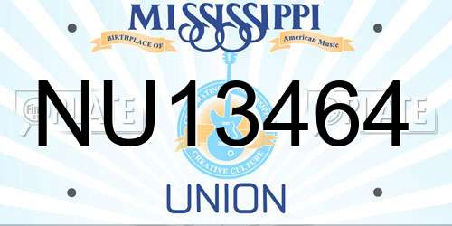 NU13464 Mississippi License Plate