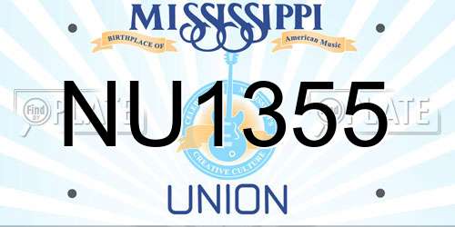 NU1355 Mississippi License Plate
