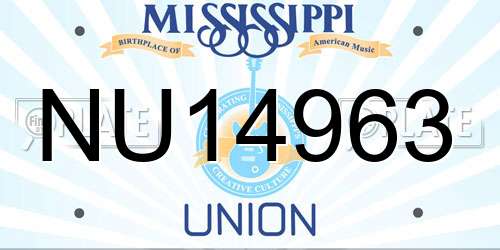 NU14963 Mississippi License Plate